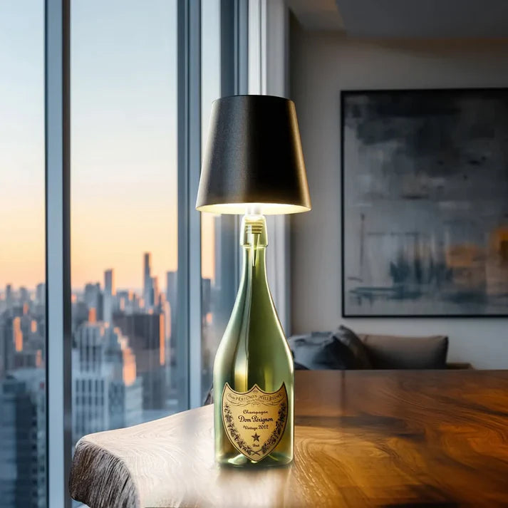 Lámpara Inalámbrica para Botella con Carga USB-C y Control Táctil
