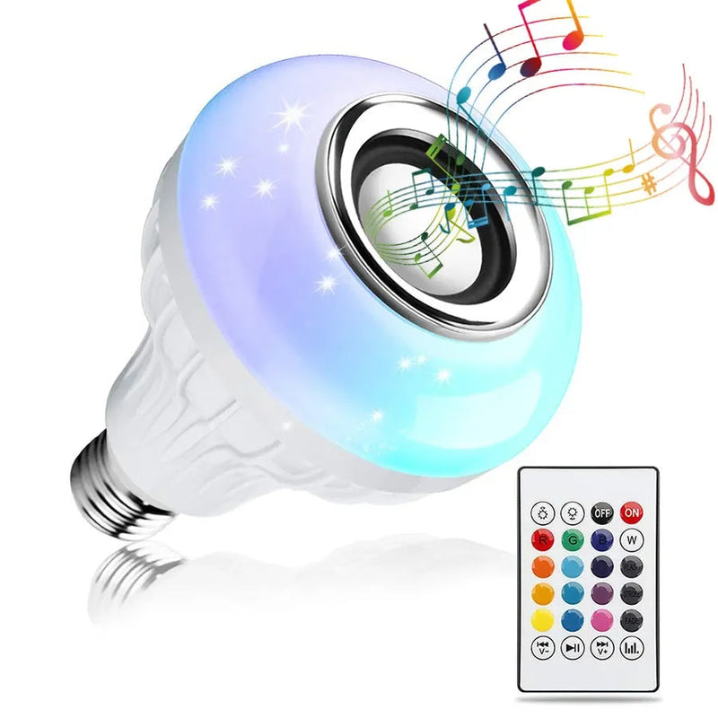 Foco LED RGB con Altavoz Bluetooth – Luz y Música en Uno