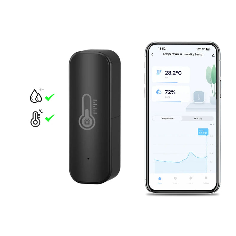 Sensor WiFi de Temperatura y Humedad – Compatible con App Tuya y Alexa