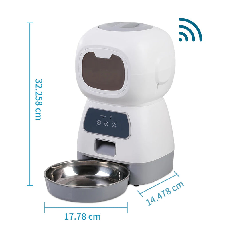 Dispensador Automático de Comida para Mascotas 3.5L con WiFi y Grabación