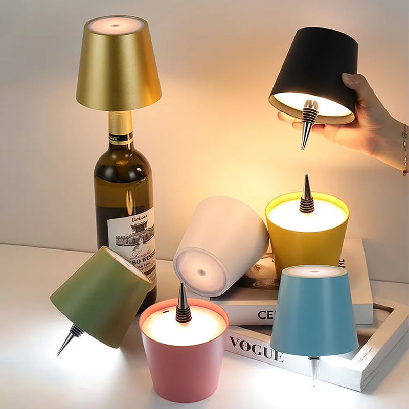 Lámpara Inalámbrica para Botella con Carga USB-C y Control Táctil