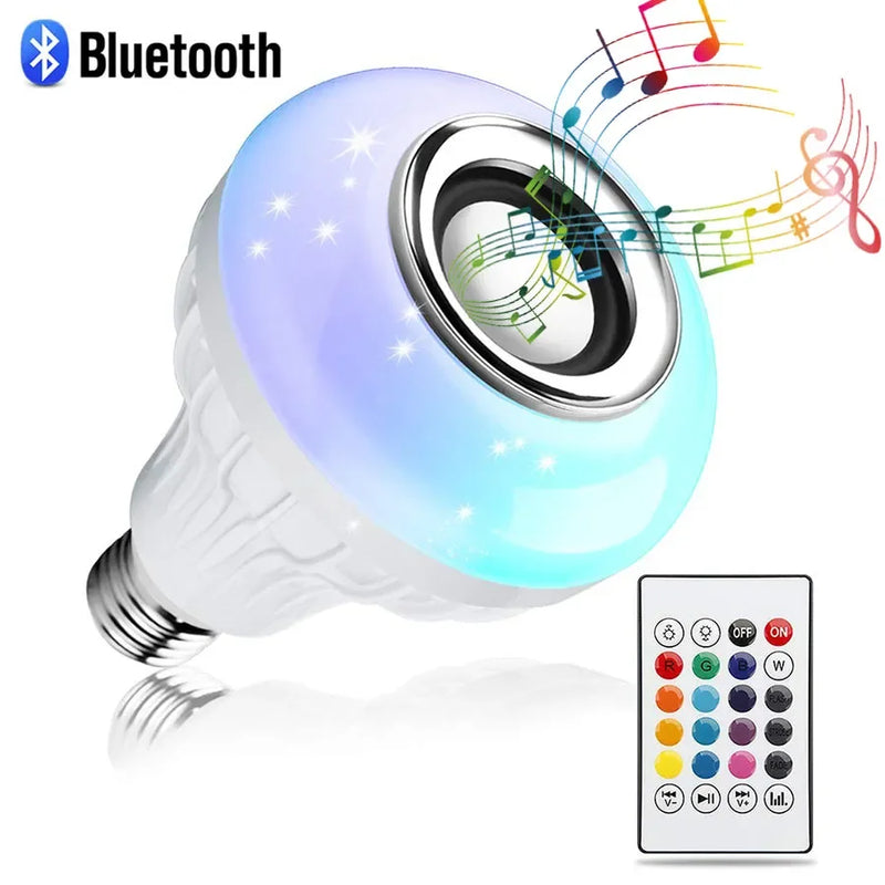 Foco LED RGB con Altavoz Bluetooth – Luz y Música en Uno