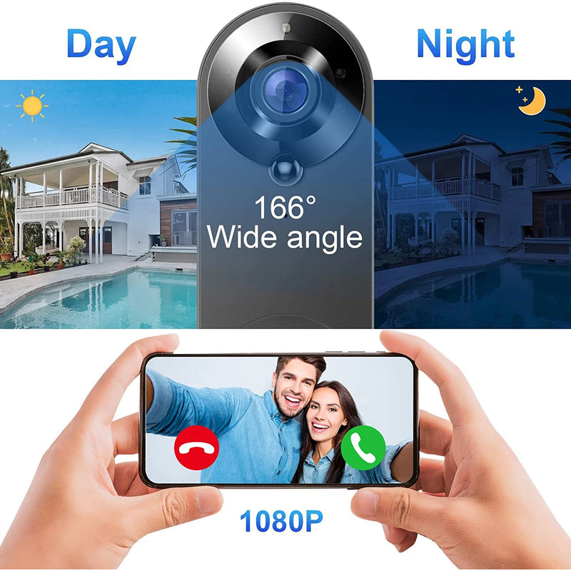 Timbre Inteligente WiFi 1080P con Cámara y Audio Bidireccional