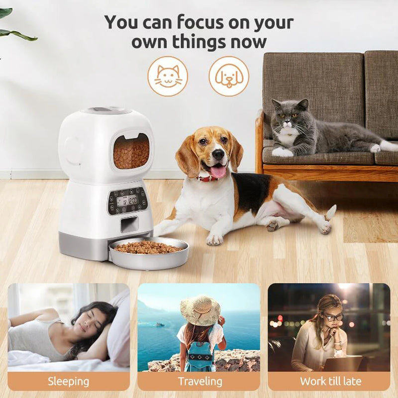 Dispensador Automático de Comida para Mascotas 3.5L con WiFi y Grabación