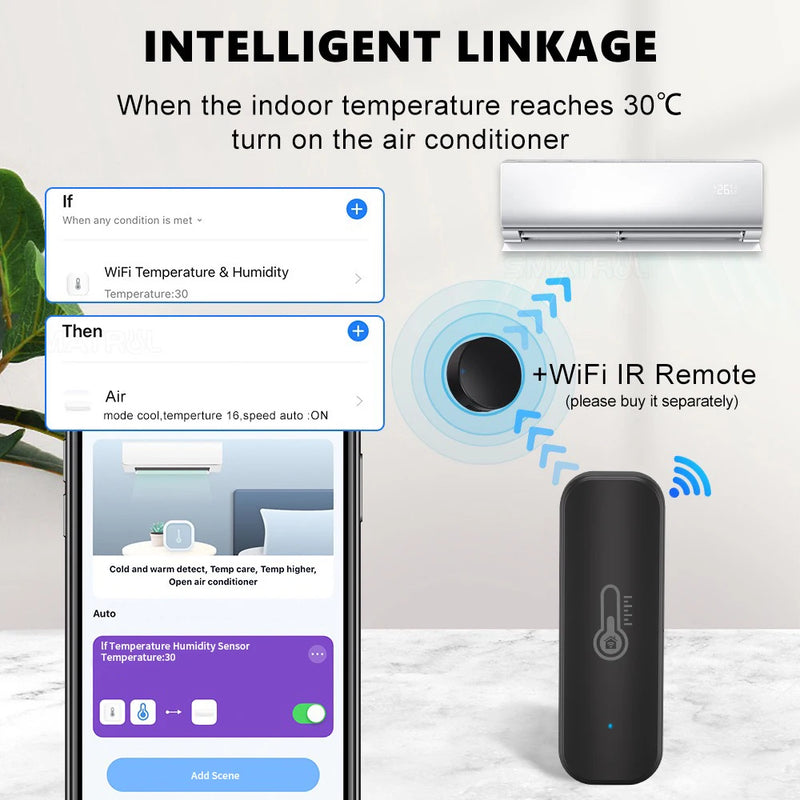 Sensor WiFi de Temperatura y Humedad – Compatible con App Tuya y Alexa