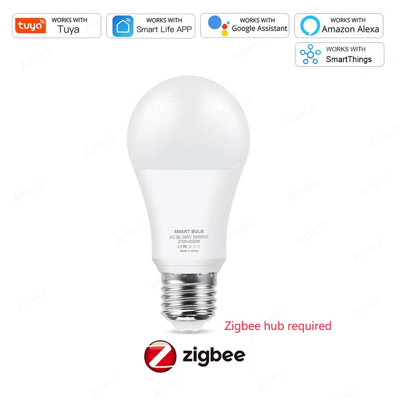 Bombilla LED Inteligente E27 Tuya WiFi RGB Compatible con Alexa y Google Home